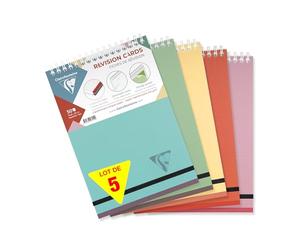 Clairefontaine 327016Cpack - Linicolor Revision Cards bloc reliure intégrale 14,8x21cm de 50 fiches détachables ligné papier 240g assortiment ESSENCE - PAQ DE 5
