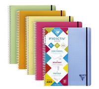 Clairefontaine 328171C Libreta de alambre de Linicolor con encuadernación proactiva, A4+, Séyès, 90 g, 80 hojas, colores surtidos, paquete de 5