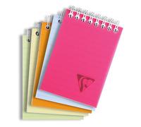 Clairefontaine 328665C Collection Linicolor Fresh Un Bloc à Spirale - A7 7,5x10,5 cm - 160 Pages Détachables Petits Carreaux - Papier Blanc 90 g - Couverture Polypro Transparent Couleur Aléatoire