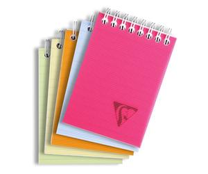 Clairefontaine 328665C Collection Linicolor Fresh Un Bloc à Spirale - A7 7,5x10,5 cm - 160 Pages Détachables Petits Carreaux - Papier Blanc 90 g - Couverture Polypro Transparent Couleur Aléatoire