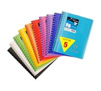 Clairefontaine 331201Cpack - Koverbook carnet dessin/croquis 10,5x14,8cm (A6) reliure intégrale 100p papier blanc 125 g, couverture enveloppante PP transparent coloris assortis - PAQ DE 5