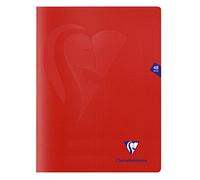 Clairefontaine 333312C - Un cahier piqué Mimesys 48 pages 24x32 cm 90g petits carreaux, couverture polypro (plastique), Rouge