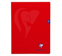 Clairefontaine 333361C - Un paquet de 10 cahiers piqués Mimesys 96 pages 24x32 cm 90g grands carreaux, couverture polypro (plastique), Rouge