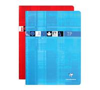 Clairefontaine 3377C - Un cahier piqué de travaux pratiques 64 pages 24x32 cm grands carreaux 90 g et unies 125 g, couverture carte pelliculée couleur aléatoire