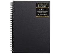 Clairefontaine 34254C - Un carnet à spirale Goldline 64 pages blanches (format Portrait) 21x29,7 cm 140g, couverture rigide noire