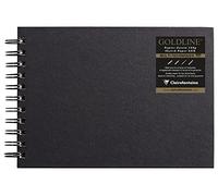 Clairefontaine 34257C - Un carnet à spirale Goldline 64 pages blanches (format Paysage) 14,8x21 cm 140g, couverture rigide noire