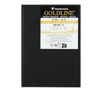Clairefontaine 34291C Libreta Cosida Goldline - 40 Hojas de Papel de Dibujo Marfil - A6 10,5x14,8 cm 140g - Formato Vertical - Cubierta Rígida Negra Imitación Tela