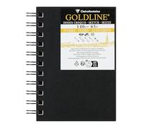 Clairefontaine 34294C Libreta Espiral Goldline - 40 Hojas de Papel de Dibujo Marfil - A6 10,5x14,8 cm 140g - Formato Vertical - Cubierta Rígida Negra Imitación Tela