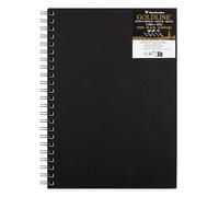 Clairefontaine 34321C Libreta Espiral Goldline - 50 Hojas Papel de Dibujo Negro - A4 21x29,7 cm 140g - Formato Vertical - Cubierta Rígida Negra Imitación Tela
