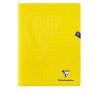 Clairefontaine 343312C - Un cuaderno de piqué Mimesys 48 páginas, 24 x 32 cm, 90 g, cuadrados pequeños, tapa de polipropileno (plástico), color amarillo