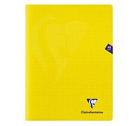 Clairefontaine 343312C - Un paquet de 10 cahiers piqués Mimesys 48 pages 24x32 cm 90g petits carreaux, couverture polypro (plastique), Jaune