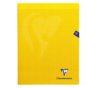 Clairefontaine 343361C - Un paquet de 10 cahiers piqués Mimesys 96 pages 24x32 cm 90g grands carreaux, couverture polypro (plastique), Jaune