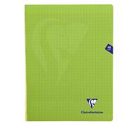 Clairefontaine 353311C - Un paquet de 10 cahiers piqués Mimesys 48 pages 24x32 cm 90g grands carreaux, couverture polypro (plastique), Vert