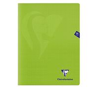 Clairefontaine 353362C - Un paquet de 10 cahiers piqués Mimesys 96 pages 24x32 cm 90g petits carreaux, couverture polypro (plastique), Vert