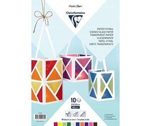 Clairefontaine 354580C - Bolsa de papel vitral (10 hojas, 20 x 30 cm, 40 g), colores surtidos