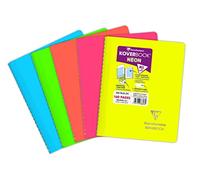 Clairefontaine 366623C - Koverbook NEON reliure intégrale enveloppante PP opaque 14,8x21cm 160p 5x5 - couleur aléatoire