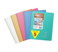 Clairefontaine 366741Cpack Lot de 5 Carnets à Spirale Koverbook Silver - A5 14,8x21 cm - 160 Pages Lignées - Papier Blanc 90 g - Couverture Polypro Opaque - Couleur Aléatoire