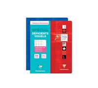 Clairefontaine 37276C - Un cahier de travaux pratiques déficients visuels 64 pages 17x22 cm 90g grands carreaux NOIRS 2,5mm agrandis 10x10 et pages unies blanches 125g, couverturecouleur aléatoire