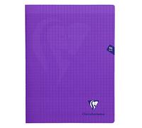 Clairefontaine 373361C - Un paquet de 10 cahiers piqués Mimesys 96 pages 24x32 cm 90g grands carreaux, couverture polypro (plastique), Violet