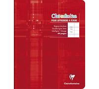 Clairefontaine 3763C - Un cahier d'écriture piqué "Clairenfantine" 64 pages 17x22 cm 90g lignées DL 3 mm I, couverture carte pelliculée couleur aléatoire