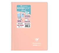 Clairefontaine 376779C - Cuaderno de espiral Koverbook Blush Coral A4, 21 x 29, 7 cm, 160 páginas con líneas, Papel blanco 90 g, Cubierta de polietileno envolvente