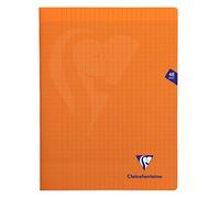 Clairefontaine 383311C - Un paquet de 10 cahiers piqués Mimesys 48 pages 24x32 cm 90g grands carreaux, couverture polypro (plastique), Orange