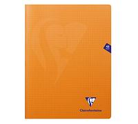 Clairefontaine 383312C - Un paquet de 10 cahiers piqués Mimesys 48 pages 24x32 cm 90g petits carreaux, couverture polypro (plastique), Orange