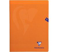 Clairefontaine 383361C - Un paquet de 10 cahiers piqués Mimesys 96 pages 24x32 cm 90g grands carreaux, couverture polypro (plastique), Orange