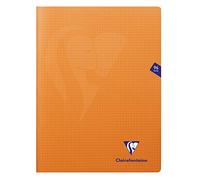 Clairefontaine 383362C - Un paquet de 10 cahiers piqués Mimesys 96 pages 24x32 cm 90g petits carreaux, couverture polypro (plastique), Orange