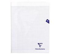 Clairefontaine 393311C - Un paquet de 10 cahiers piqués Mimesys 48 pages 24x32 cm 90g grands carreaux, couverture polypro (plastique), Incolore