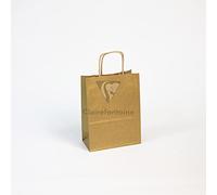 Clairefontaine 395605C - Un paquete de 25 bolsas de regalo kraft - 16 x 8 x 21 cm - 100 g - Color: dorado - Asas torsadas - para: embalaje de regalo, sector alimentario, bolsa de Kraft básica