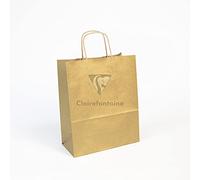 Clairefontaine 395705C - Paquete (con 25 bolsas de regalo, papel kraft, 22 x 10 x 29 cm, para regalos y compras), color dorado