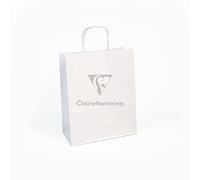 Clairefontaine 395708C - Pack (con 25 bolsas de regalo, papel kraft, 22 x 10 x 29 cm, para regalos y compras), 25 unidades, color blanco