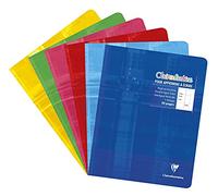 Clairefontaine 3999C - Un cahier d'écriture piqué Clairenfantine 32 pages 17x22cm 90g lignées DL 2 mm IV, couverture carte pelliculée couleur aléatoire (Paquete de 6)