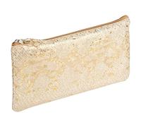 Clairefontaine 410015C - Estuche escolar plano dorado con diseño de serpiente 22 x 11 cm de piel auténtica de cordero I Suministro escolar I Estuche de lápices de colores I Estuche para lápices