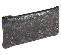 Clairefontaine 410016C - Estuche escolar plano negro con diseño de serpiente 22 x 11 cm de piel auténtica de cordero I Suministro escolar I Estuche de lápices de colores I Estuche para lápices