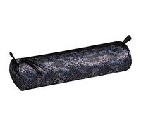 Clairefontaine 410027C - Escuela redonda negra con diseño de escamas (diámetro 5,5 x 22 cm, piel auténtica de cordero I Suministro escolar I Estuche de lápices de colores