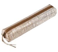 Clairefontaine 410032C - Estuche pequeño delgado, 19,5 x 2,5 x 4 cm, de piel auténtica de cordero, Kleo-Pathra plata