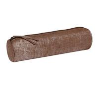 Clairefontaine 410035C - Escuela redonda plateada efecto textil Ø5,5 x 22 cm de piel auténtica de cordero I Suministro escolar I Estuche de lápices de colores I Estuche para lápices I Portaplumas