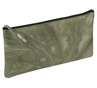 Clairefontaine 410179C, Estuche escolar plano verde otoñal con diseño de Tie & Dye 22 x 11 cm en piel de cordero genuina, Suministro escolar, Estuche de lápices de colores, portaplumas