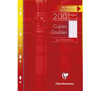 Clairefontaine 4711C - Un étui carton 200 pages Copies doubles perforées 21x29,7 cm 90g grands carreaux (Paquete de 6)
