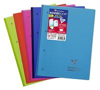 Clairefontaine 4881C - Bloc de cursos Koverbook (160 páginas desmontables y perforadas, 4 agujeros, 22,3 x 29,6 cm, 90 g, líneas con margen, tapa de polipropileno), color aleatorio