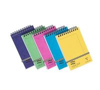Clairefontaine 4937Z - Un lot de 10 blocs à spirale en-tête Midi Pad Europa 200 pages détachables 10,2x15,2 cm 90g lignées avec fermeture élastique, couvertures en carte lustrée couleurs assorties