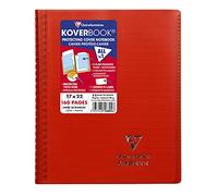 Clairefontaine 556804C - Cuaderno de espiral Koverbook rojo, 17 x 22 cm, 160 páginas a rayas con margen, papel blanco 90 g, cubierta de poliuretano