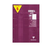 Clairefontaine 58196Cpack - Bloc de cours "CORNELL notes" perf. 4 trous 21x29,7cm 200p réglure Cornell Q.5x5 - PAQ DE 5