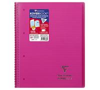 Clairefontaine 596808C - Cuaderno de espiral Koverbook rosa, A4+ 22,5 x 29,7 cm, 160 páginas desmontables alineadas con margen, papel blanco 90 g, cubierta de poliuretano