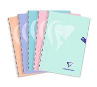 Clairefontaine 596983C - Mimesys cahier spiralé polypro Folio 21,5x31cm 160p Q.4x4 + marge couleurs PASTEL - couleur aléatoire