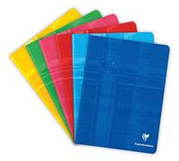 Clairefontaine 63741C Un Cahier Agrafé - 17x22 cm 96 Pages Grands Carreaux Papier Clairefontaine Blanc 90 g - Couverture Carte Pelliculée Couleur Aléatoire 1 pièce