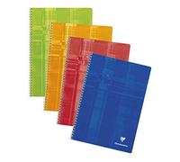 Clairefontaine 68141AMZC Juego de 4 Cuadernos con Espiral - A4 21 x 29,7 cm - 100 Páginas Cuadrados Grandes - Papel Blanco 90 g - Tapa de Cartón Laminado - Colores Aleatorios