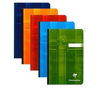 Clairefontaine 69602C Lot de 5 Carnets Dos Toilé - 11x17 cm - 192 pages Petits Carreaux - Papier Blanc 90 g - Couverture Carte Pelliculée Couleur Aléatoire
